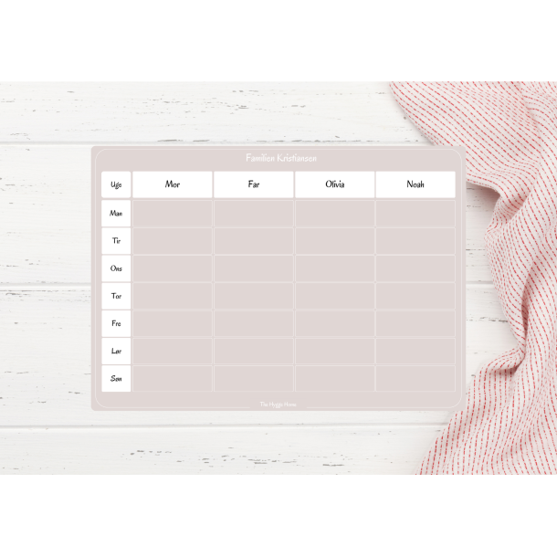 Magnetiske Ugeplan i Dusty Rose