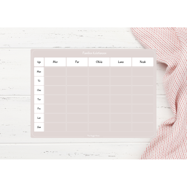Magnetiske Ugeplan i Dusty Rose