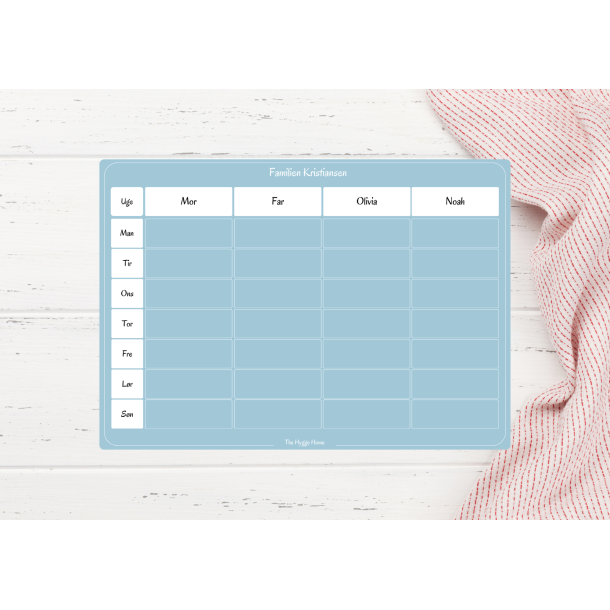 Magnetiske Ugeplan in Pale Blue