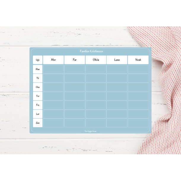 Magnetiske Ugeplan i Pale Blue
