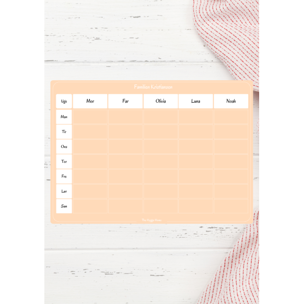 Magnetic Weekly Planner in Pale Peach