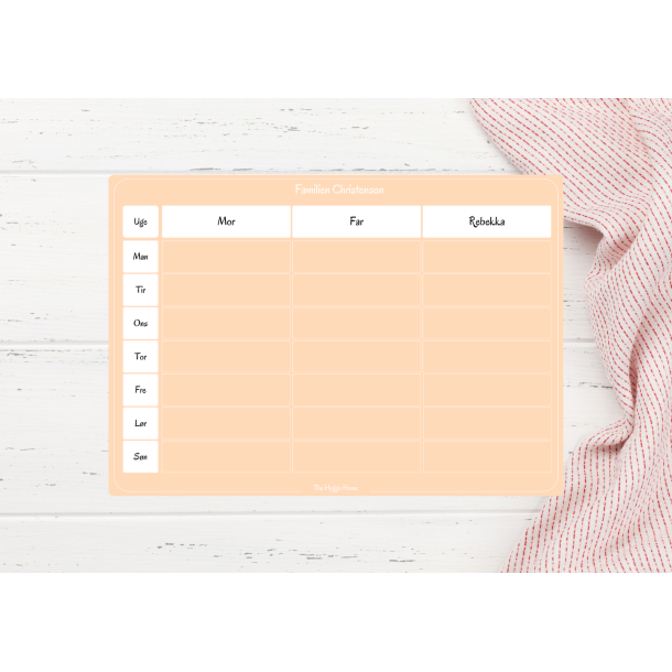 Magnetiske Ugeplan i Pale Peach