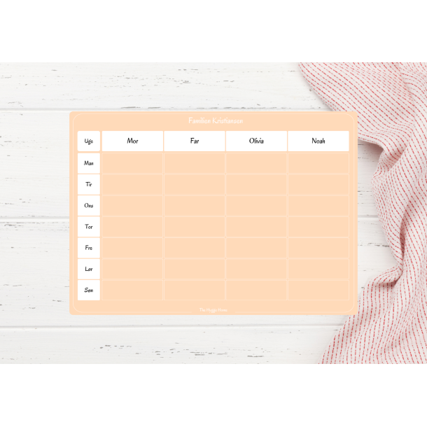 Magnetiske Ugeplan i Pale Peach