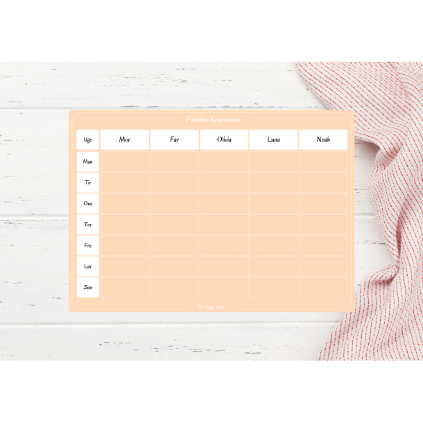 Magnetiske Ugeplan in Pale Peach